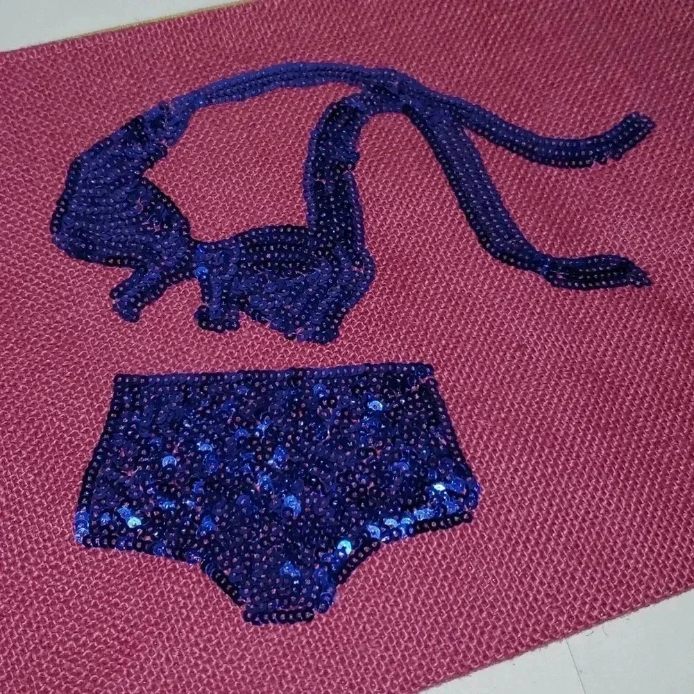 Mud Pie Sequin Bikini Dazzle Carry All Case Swimsuit, Pink NWT